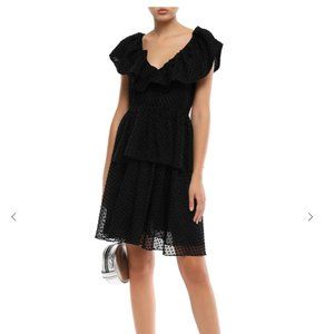 GANNI Jasmine ruffled flocked tulle mini dress